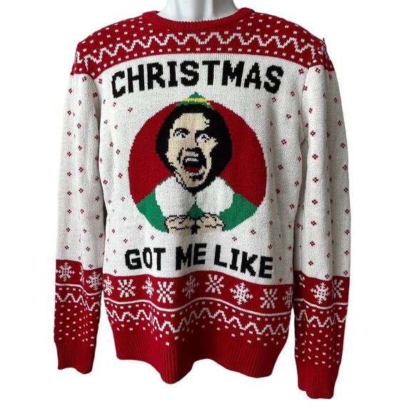 Elf the Movie Buddy CHRISTMAS GOT ME LIKE AHHH! Ugly Christmas Sweater Size M - Picture 1 of 5